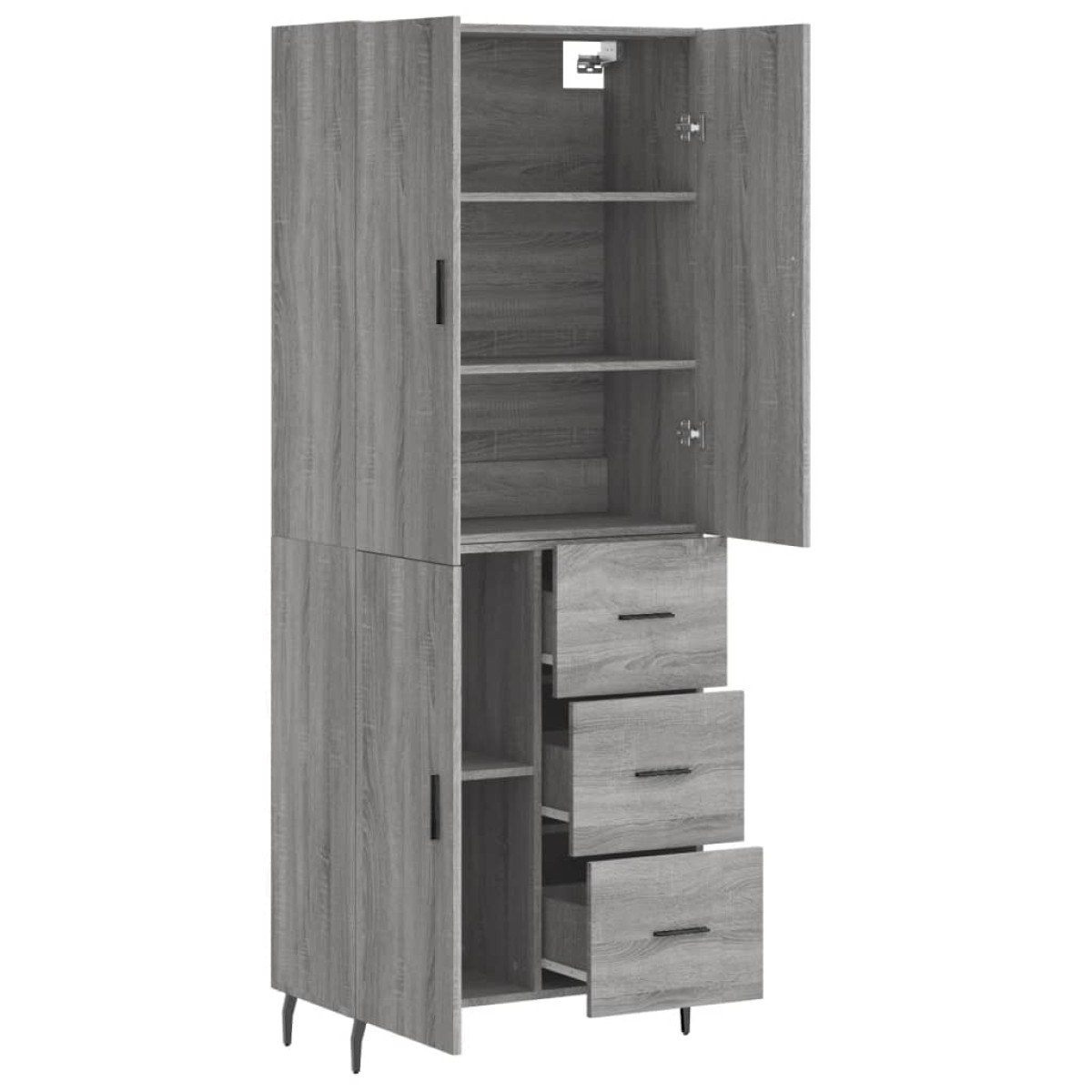 vidaXL Ντουλάπι Γκρι Sonoma 69,5 x 34 x 180 εκ. Επεξεργασμένο Ξύλο