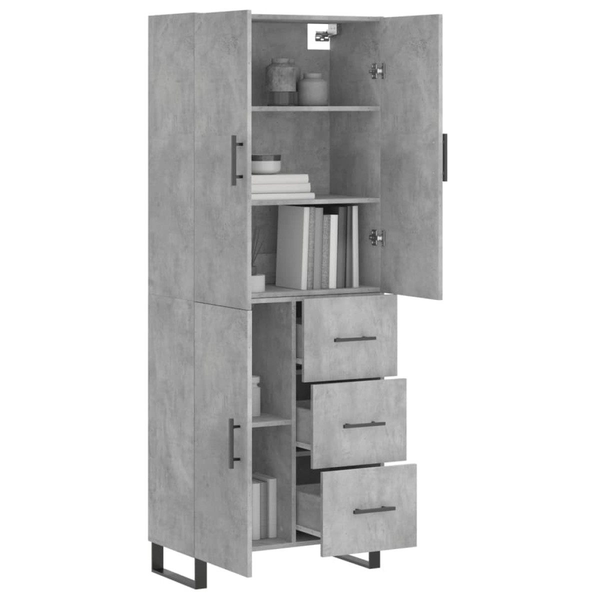 vidaXL Ντουλάπι Γκρι Σκυροδέματος 69,5x34x180 εκ. Επεξεργασμένο Ξύλο