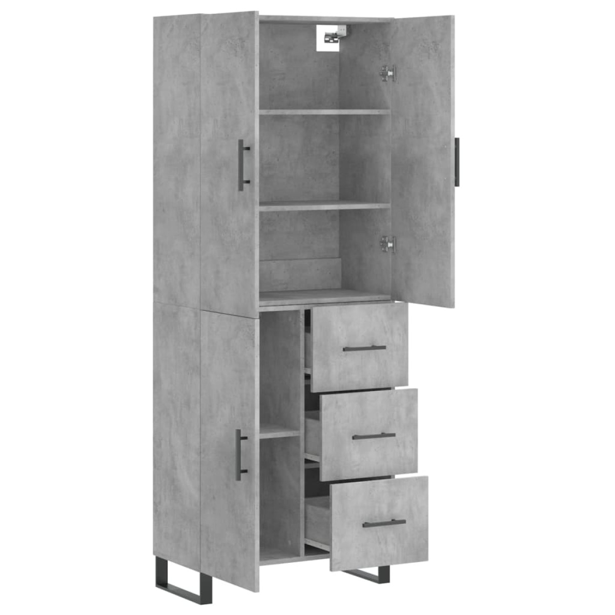 vidaXL Ντουλάπι Γκρι Σκυροδέματος 69,5x34x180 εκ. Επεξεργασμένο Ξύλο