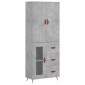 vidaXL Ντουλάπι Γκρι Σκυροδέματος 69,5x34x180 εκ. Επεξεργασμένο Ξύλο