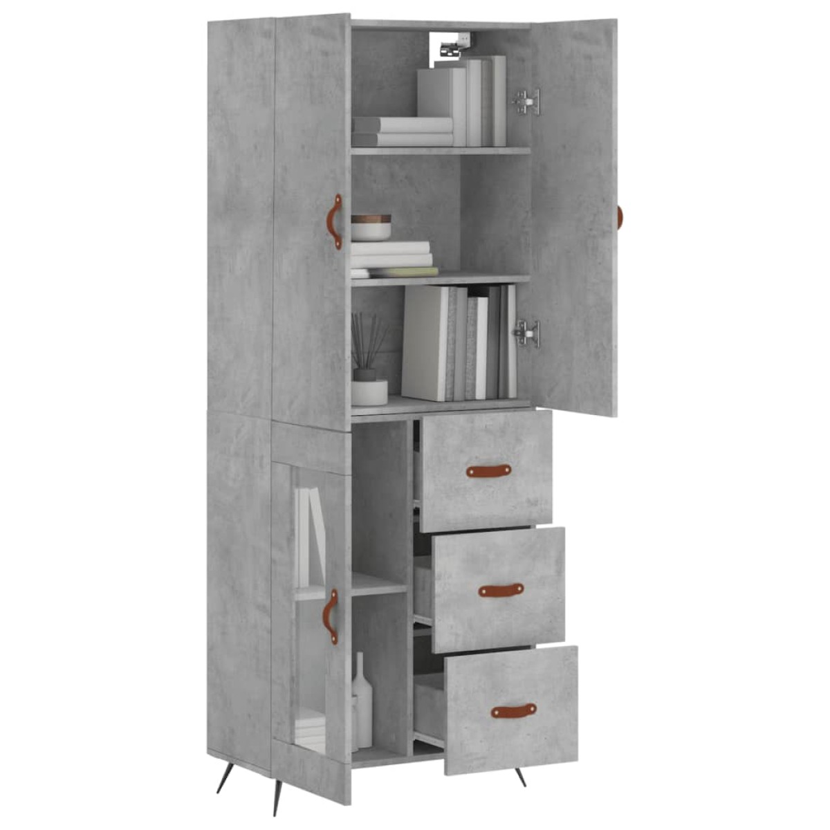 vidaXL Ντουλάπι Γκρι Σκυροδέματος 69,5x34x180 εκ. Επεξεργασμένο Ξύλο