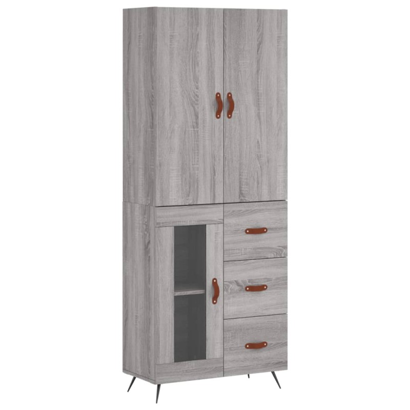 vidaXL Ντουλάπι Γκρι Sonoma 69,5 x 34 x 180 εκ. Επεξεργασμένο Ξύλο