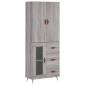 vidaXL Ντουλάπι Γκρι Sonoma 69,5 x 34 x 180 εκ. Επεξεργασμένο Ξύλο
