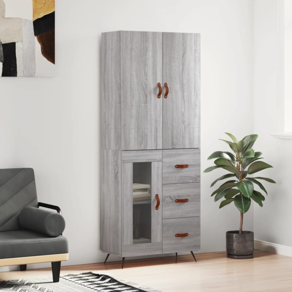 vidaXL Ντουλάπι Γκρι Sonoma 69,5 x 34 x 180 εκ. Επεξεργασμένο Ξύλο