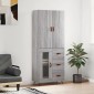 vidaXL Ντουλάπι Γκρι Sonoma 69,5 x 34 x 180 εκ. Επεξεργασμένο Ξύλο