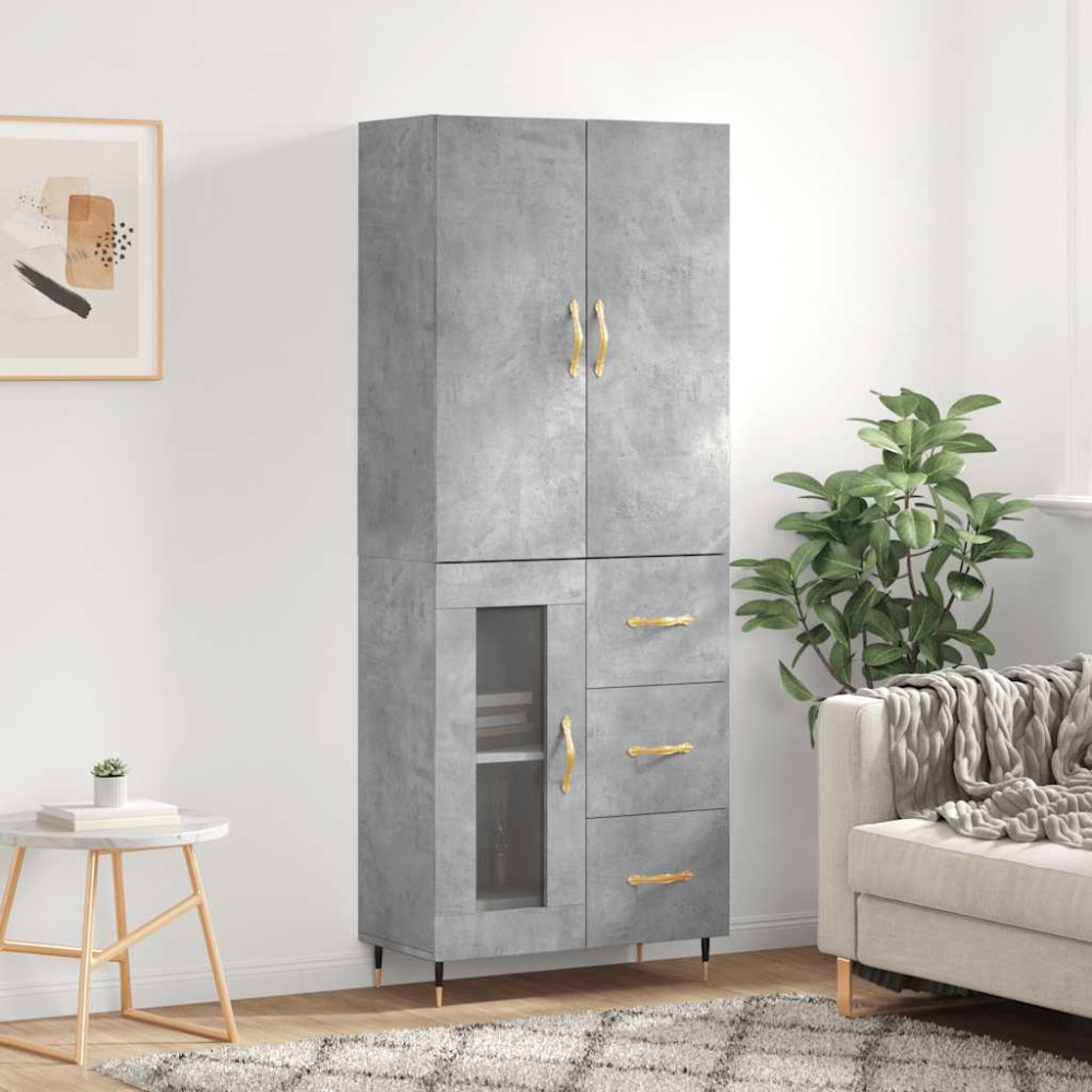 vidaXL Ντουλάπι Γκρι Σκυροδέματος 69,5x34x180 εκ. Επεξεργασμένο Ξύλο