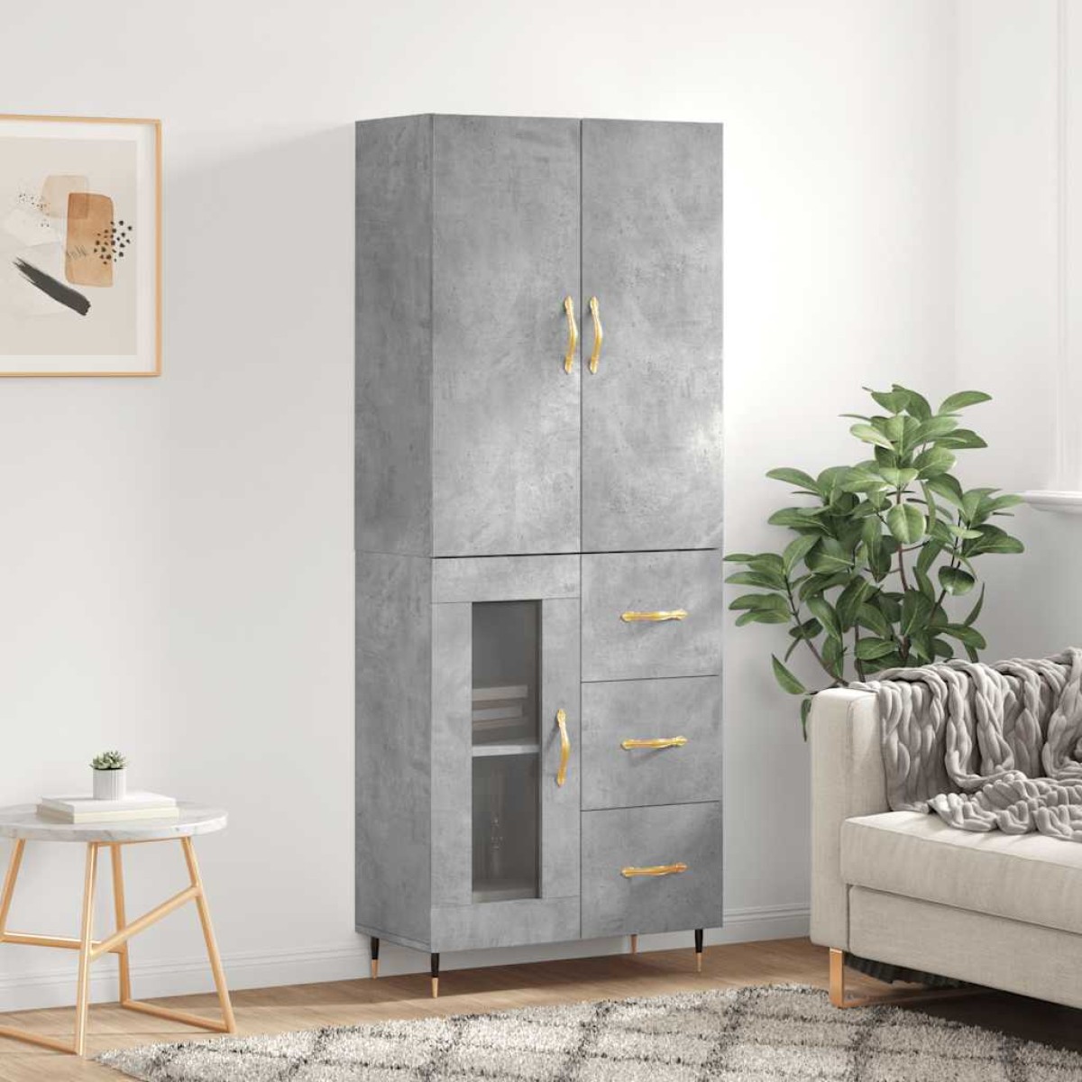 vidaXL Ντουλάπι Γκρι Σκυροδέματος 69,5x34x180 εκ. Επεξεργασμένο Ξύλο