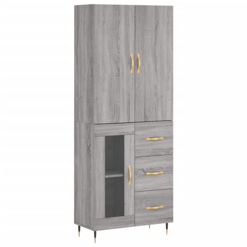 vidaXL Ντουλάπι Γκρι Sonoma 69,5 x 34 x 180 εκ. Επεξεργασμένο Ξύλο
