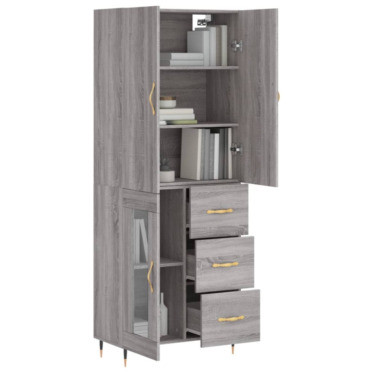vidaXL Ντουλάπι Γκρι Sonoma 69,5 x 34 x 180 εκ. Επεξεργασμένο Ξύλο