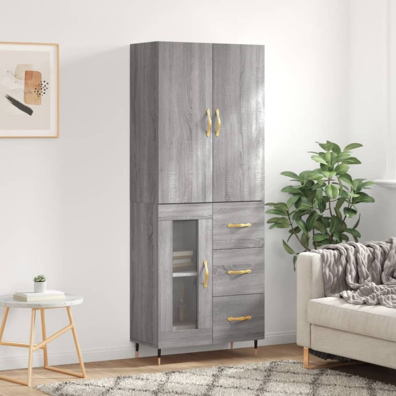 vidaXL Ντουλάπι Γκρι Sonoma 69,5 x 34 x 180 εκ. Επεξεργασμένο Ξύλο