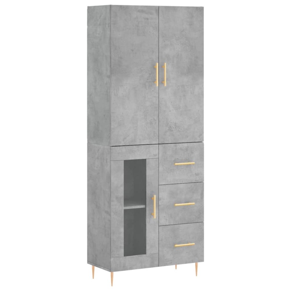 vidaXL Ντουλάπι Γκρι Σκυροδέματος 69,5x34x180 εκ. Επεξεργασμένο Ξύλο