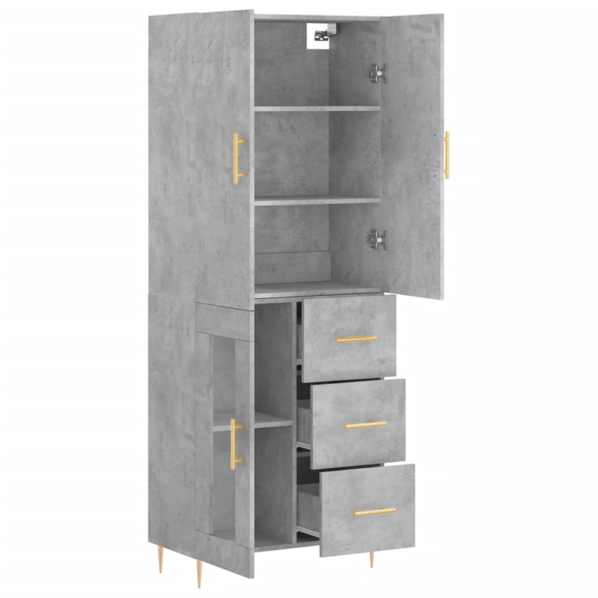 vidaXL Ντουλάπι Γκρι Σκυροδέματος 69,5x34x180 εκ. Επεξεργασμένο Ξύλο
