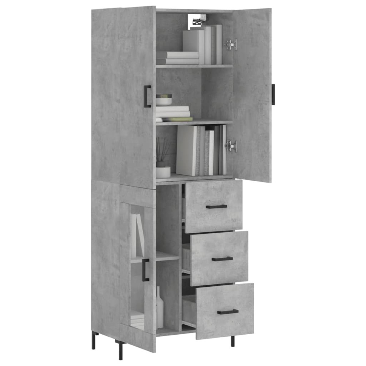 vidaXL Ντουλάπι Γκρι Σκυροδέματος 69,5x34x180 εκ. Επεξεργασμένο Ξύλο