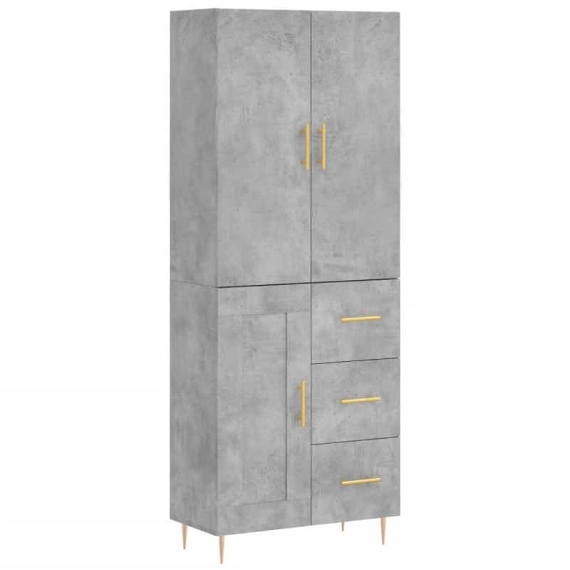 vidaXL Ντουλάπι Γκρι Σκυροδέματος 69,5x34x180 εκ. Επεξεργασμένο Ξύλο