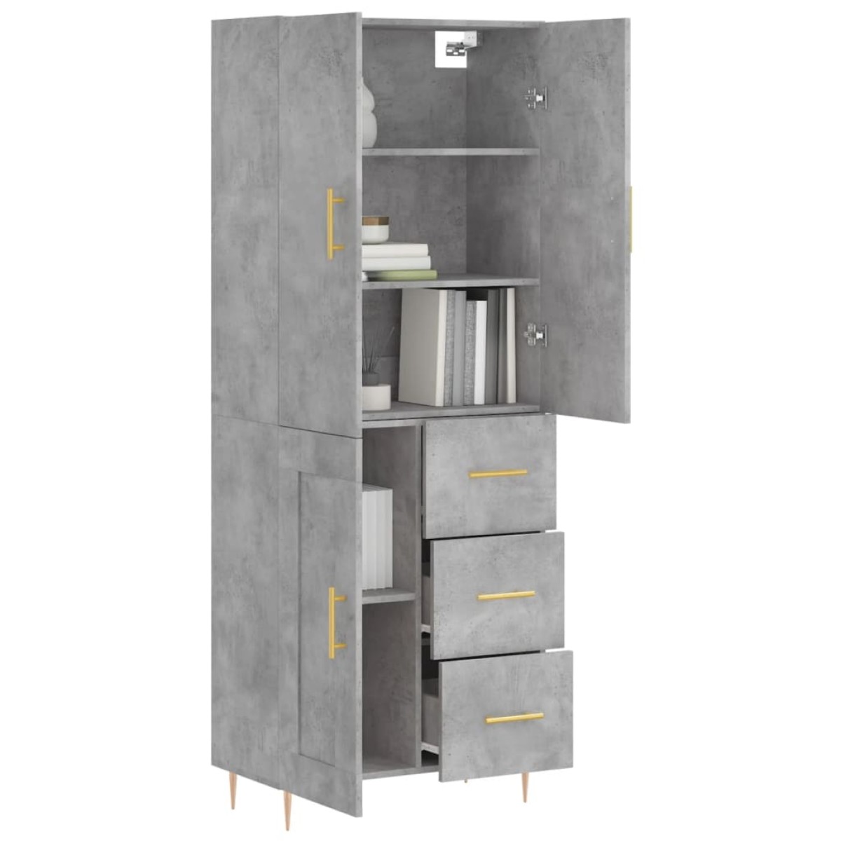 vidaXL Ντουλάπι Γκρι Σκυροδέματος 69,5x34x180 εκ. Επεξεργασμένο Ξύλο