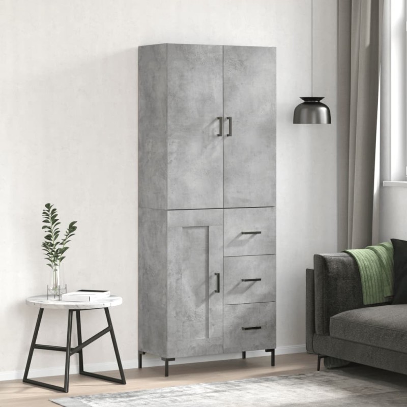 vidaXL Ντουλάπι Γκρι Σκυροδέματος 69,5x34x180 εκ. Επεξεργασμένο Ξύλο