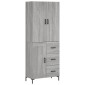vidaXL Ντουλάπι Γκρι Sonoma 69,5 x 34 x 180 εκ. Επεξεργασμένο Ξύλο