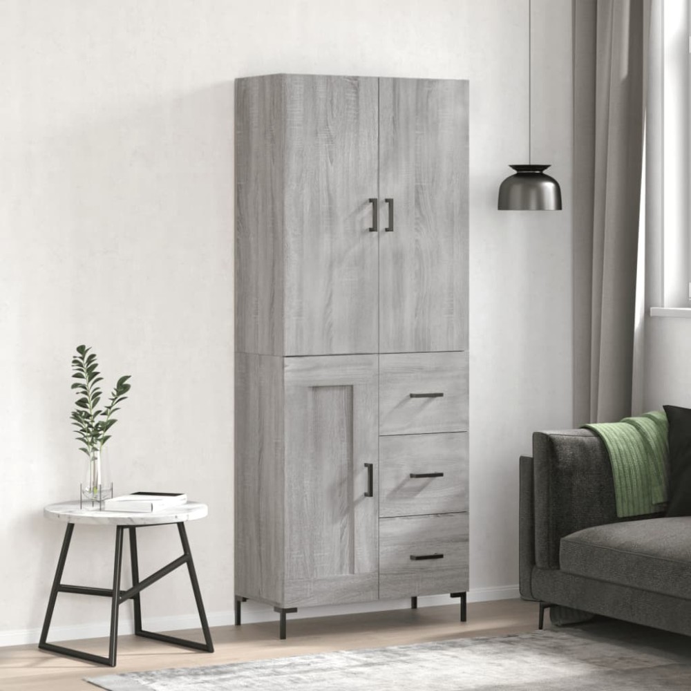 vidaXL Ντουλάπι Γκρι Sonoma 69,5 x 34 x 180 εκ. Επεξεργασμένο Ξύλο