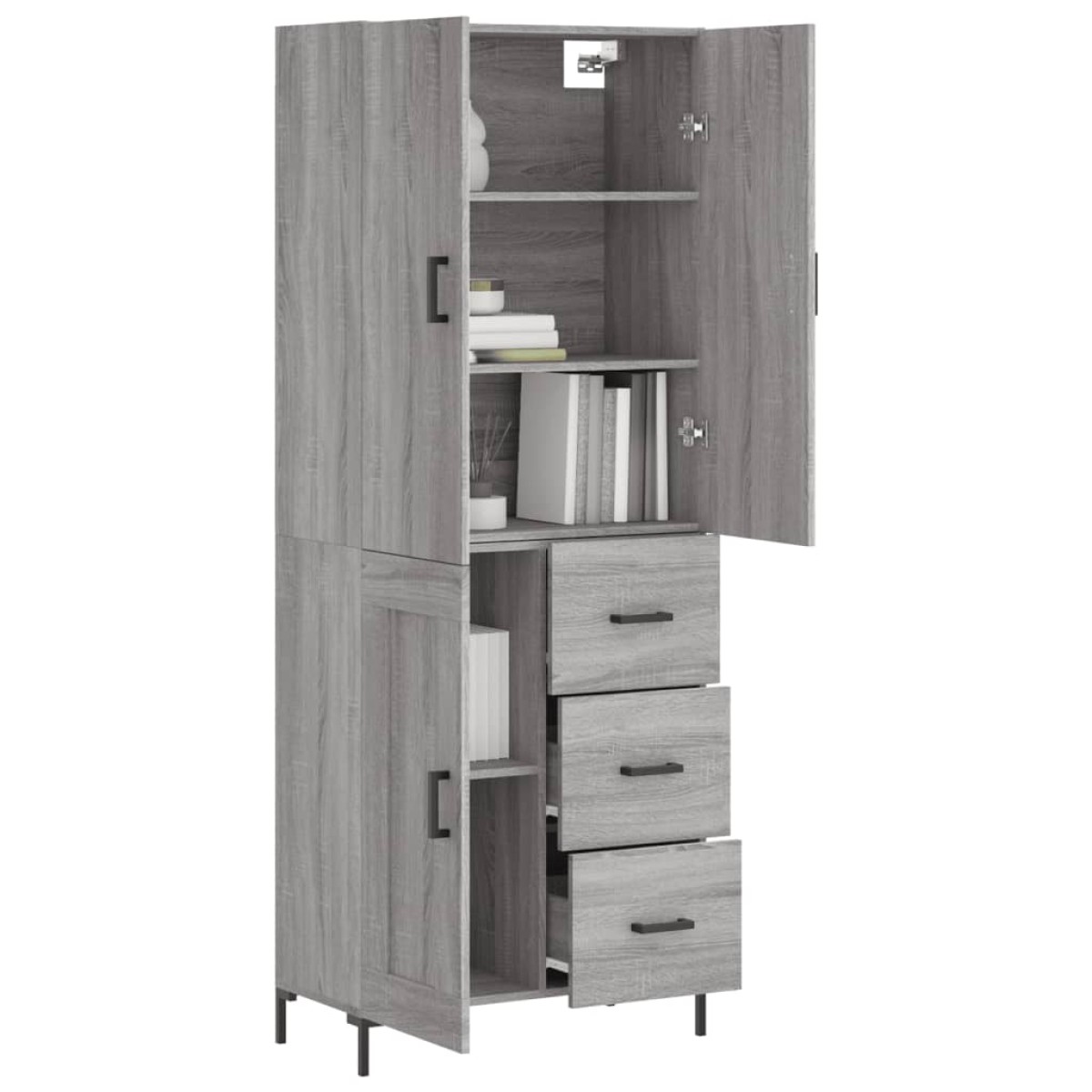vidaXL Ντουλάπι Γκρι Sonoma 69,5 x 34 x 180 εκ. Επεξεργασμένο Ξύλο