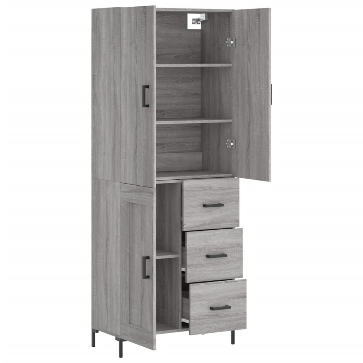 vidaXL Ντουλάπι Γκρι Sonoma 69,5 x 34 x 180 εκ. Επεξεργασμένο Ξύλο