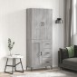 vidaXL Ντουλάπι Γκρι Sonoma 69,5 x 34 x 180 εκ. Επεξεργασμένο Ξύλο