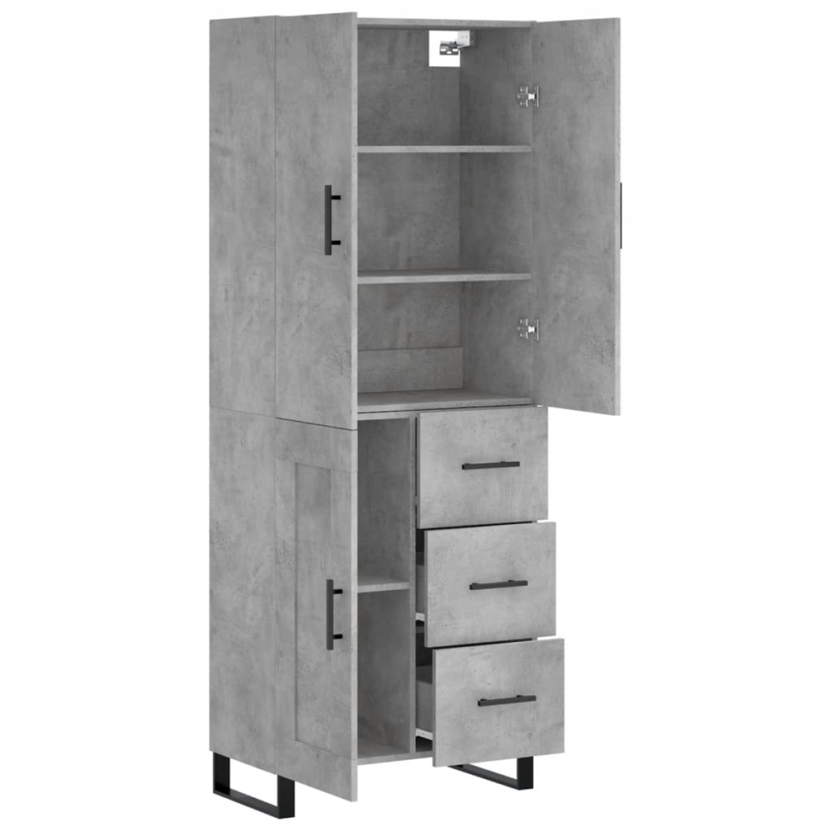 vidaXL Ντουλάπι Γκρι Σκυροδέματος 69,5x34x180 εκ. Επεξεργασμένο Ξύλο