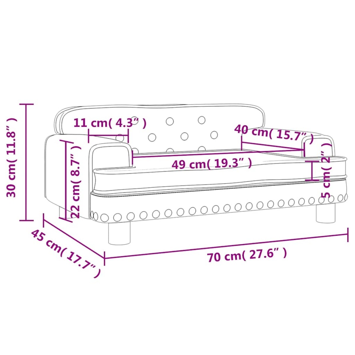 vidaXL Καναπές Παιδικός κρεμ 70x45x30 εκ. από Βελούδο