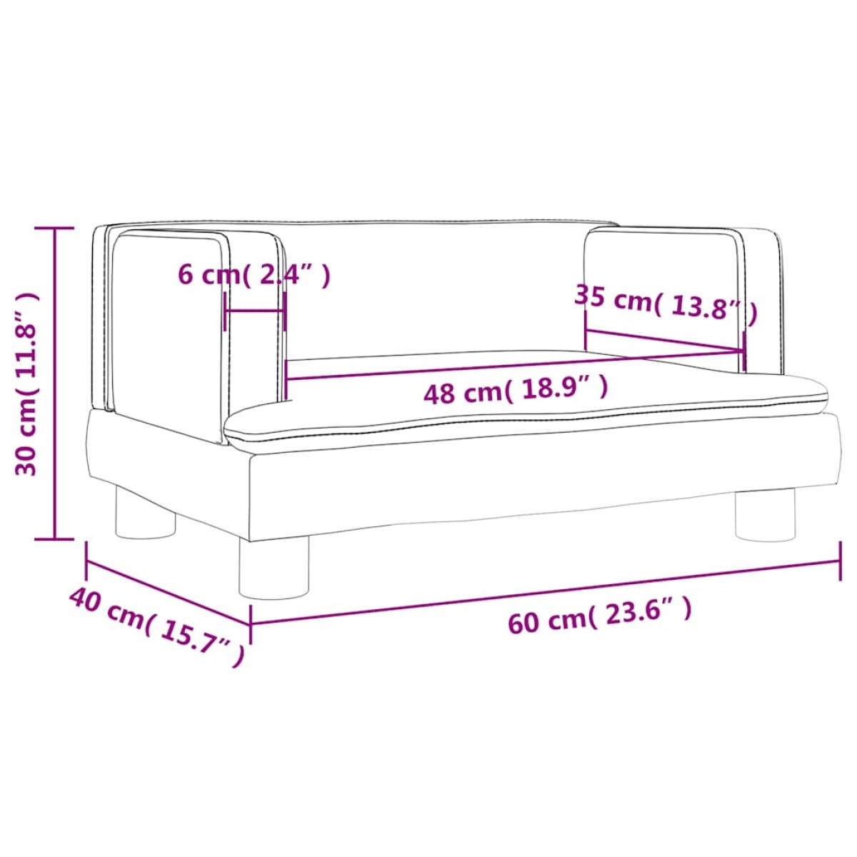 vidaXL Καναπές Παιδικός Κρεμ 60 x 40 x 30 εκ. από Συνθετικό Δέρμα