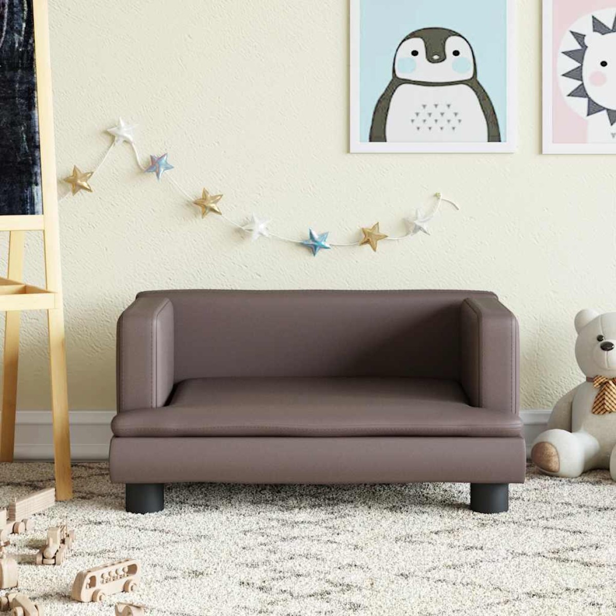 vidaXL Καναπές Παιδικός Καφέ 60 x 40 x 30 εκ. από Συνθετικό Δέρμα