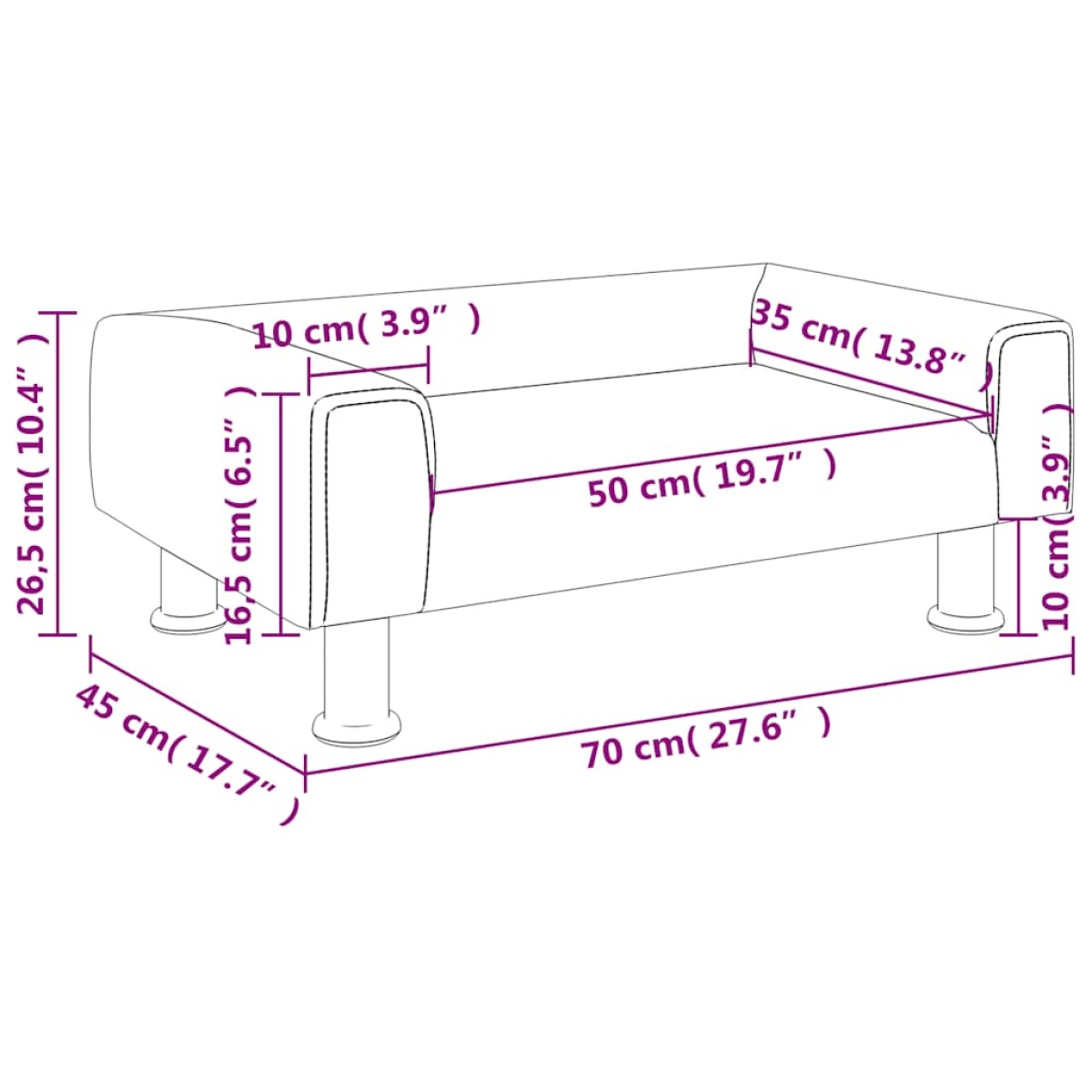 vidaXL Καναπές Παιδικός Μαύρο 70 x 45 x 26,5 εκ. από Βελούδο