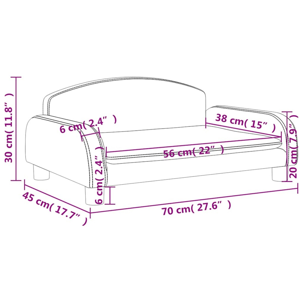 vidaXL Καναπές Παιδικός Μαύρος 70 x 45 x 30 εκ. από Συνθετικό Δέρμα