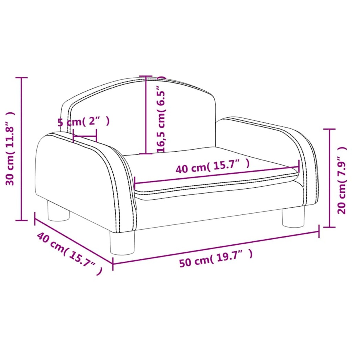 vidaXL Καναπές Παιδικός Μαύρος 50 x 40 x 30 εκ. από Συνθετικό Δέρμα