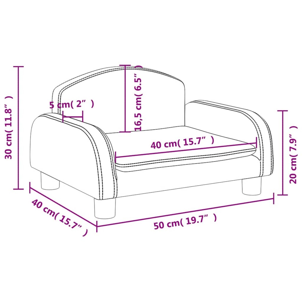 vidaXL Καναπές Παιδικός Γκρι 50x40x30 εκ. από Συνθετικό Δέρμα