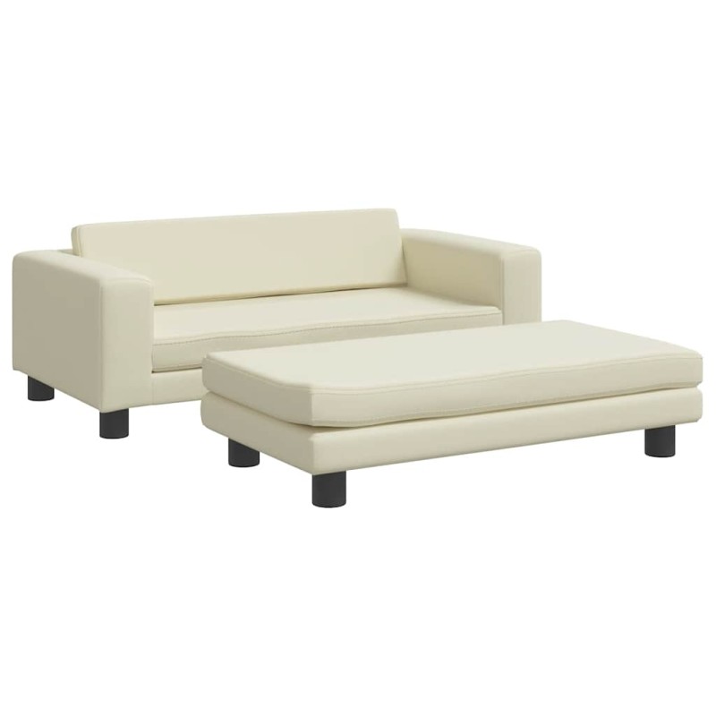 vidaXL Καναπές Παιδικός με Υποπόδιο Κρεμ 100 x 50 x 30 εκ. Συνθ. Δέρμα
