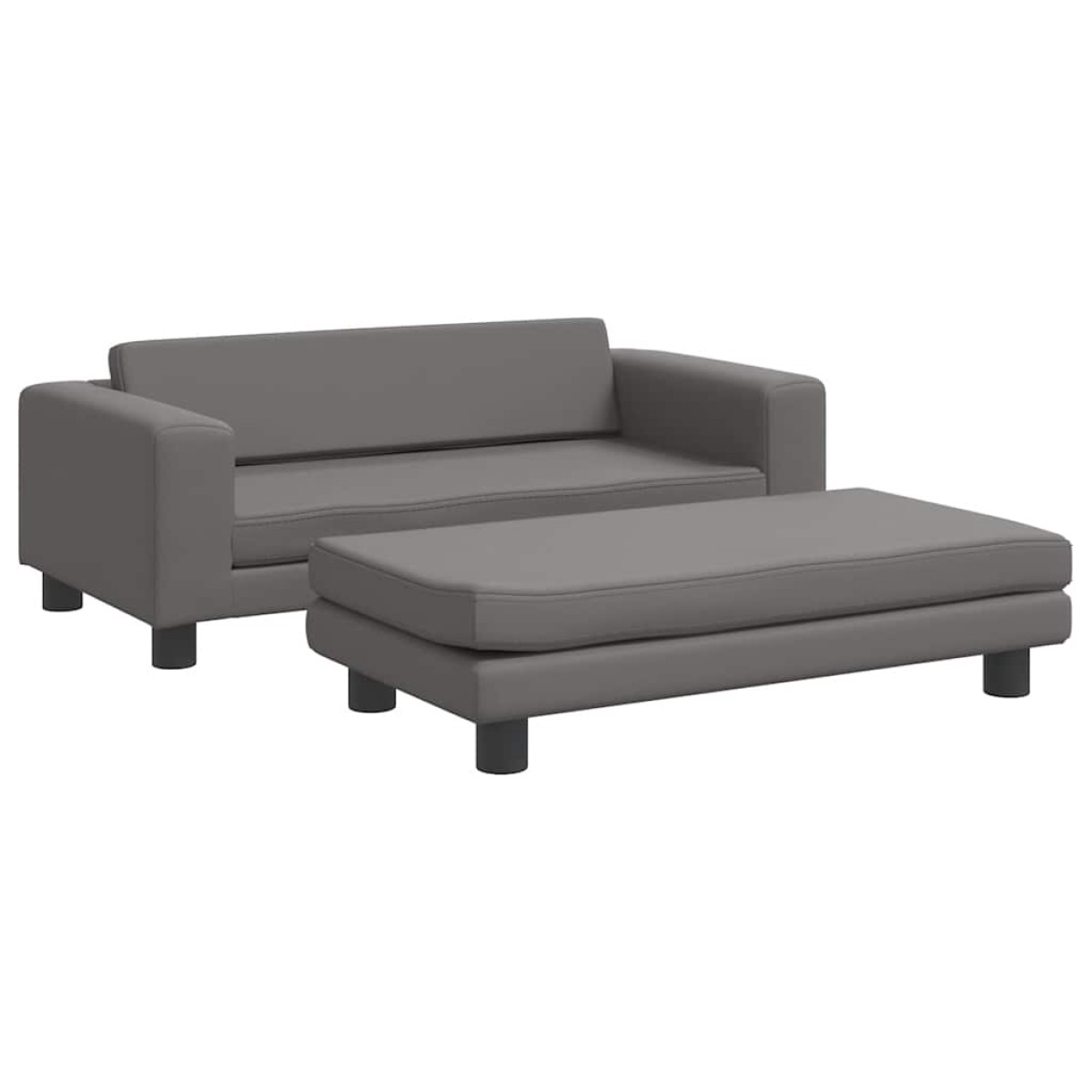 vidaXL Καναπές Παιδικός με Υποπόδιο Γκρι 100 x 50 x 30 εκ. Συνθ. Δέρμα