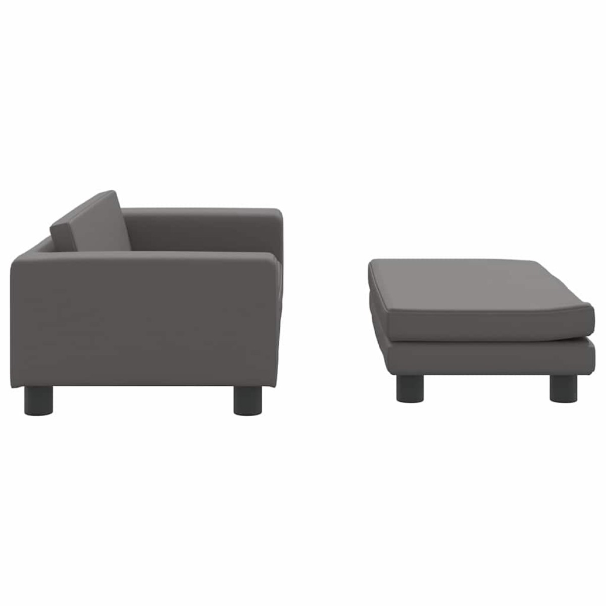 vidaXL Καναπές Παιδικός με Υποπόδιο Γκρι 100 x 50 x 30 εκ. Συνθ. Δέρμα