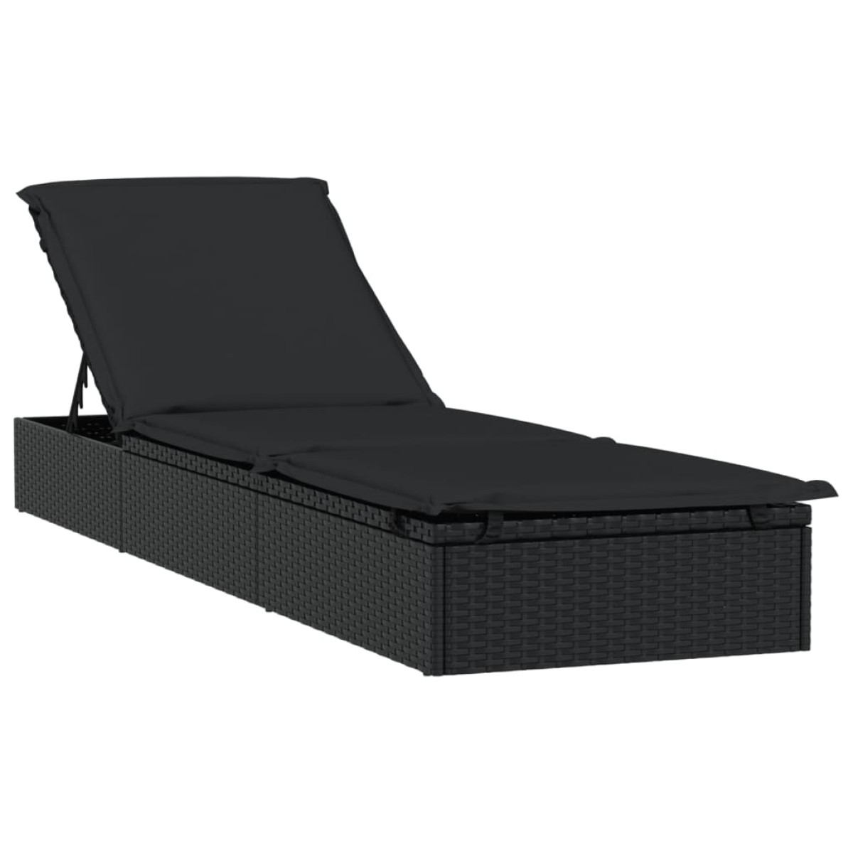 vidaXL Ξαπλώστρα Στρογγυλή Οροφή Μαύρη 211 x 57 x 140 εκ. Συνθ. Ρατάν