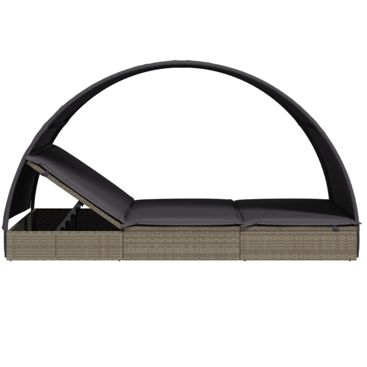 vidaXL Ξαπλώστρα 2 Ατόμων Στρογγ. Οροφή Γκρι 211x112x140εκ Συνθ. Ρατάν