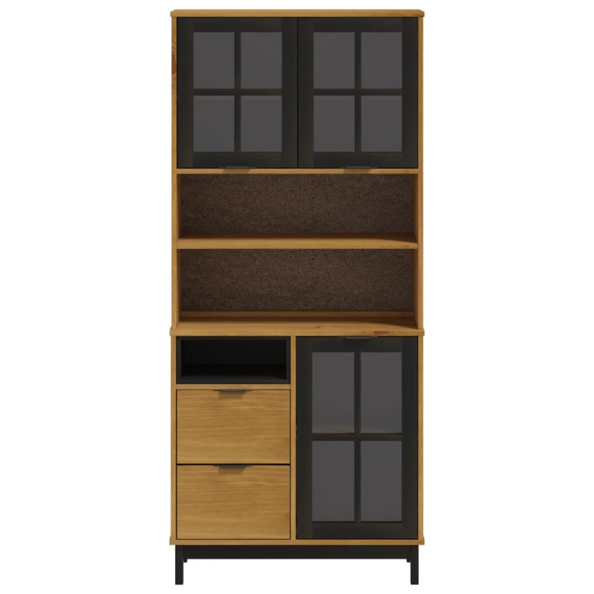 vidaXL Ντουλάπι με Γυάλινη Πόρτα FLAM 80x40x80εκ. από Μασίφ Ξύλο Πεύκο
