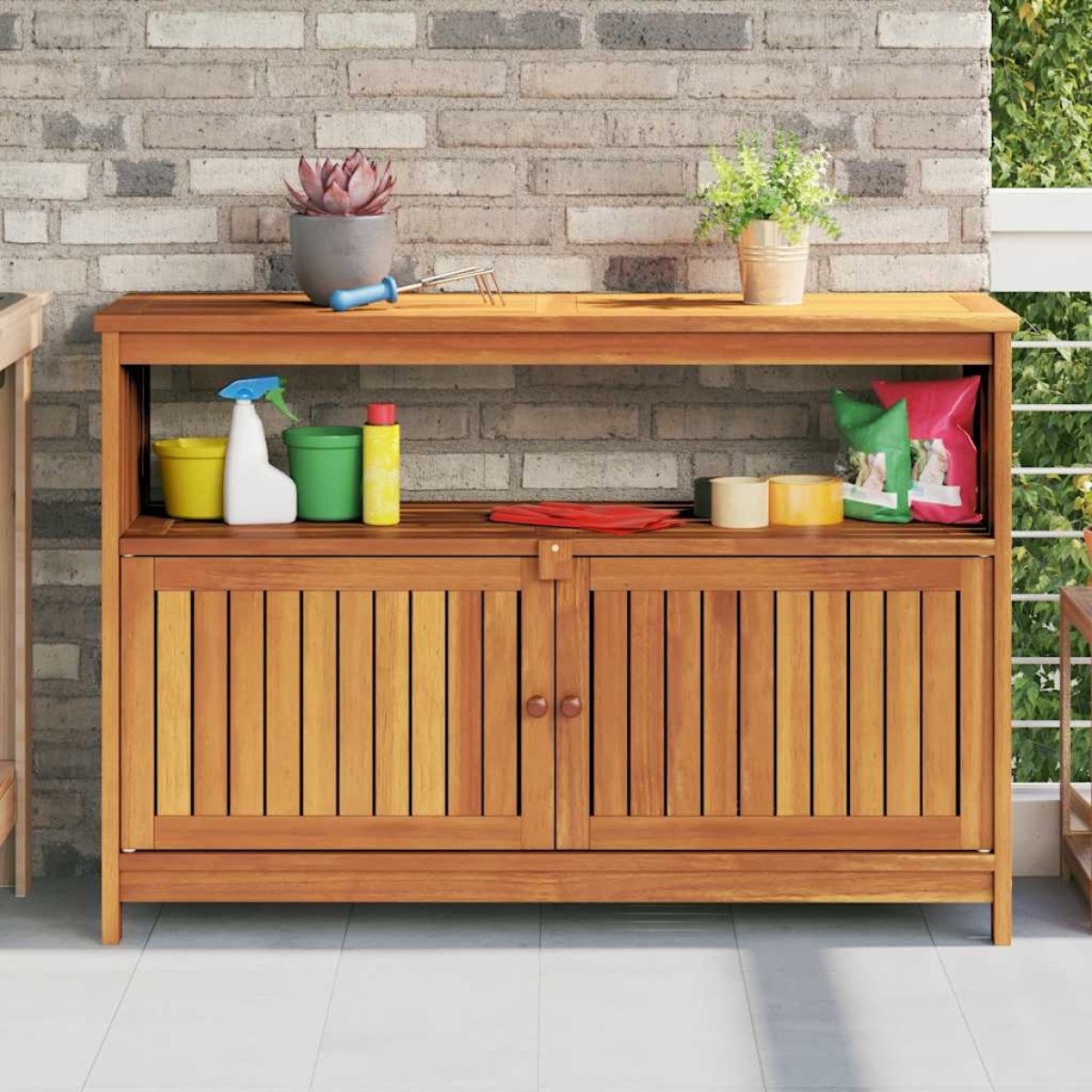 vidaXL Τραπέζι Κονσόλα Κήπου 110 x 35 x 75 εκ. από Μασίφ Ξύλο Ακακίας