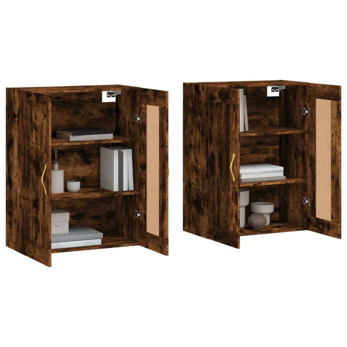 vidaXL Ντουλάπια Τοίχου 2 τεμ. Καπνιστή Δρυς από Επεξεργασμένο Ξύλο