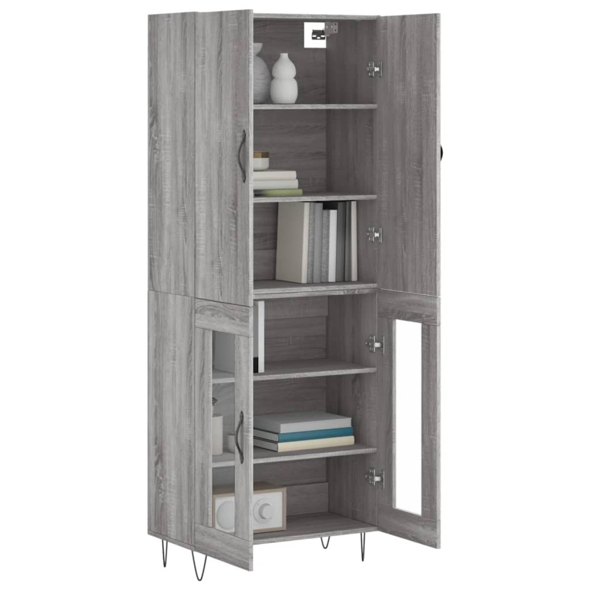 vidaXL Ντουλάπι Γκρι Sonoma 69,5 x 34 x 180 εκ. Επεξεργασμένο Ξύλο