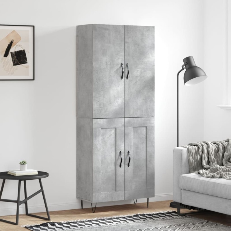 vidaXL Ντουλάπι Γκρι Σκυροδέματος 69,5x34x180 εκ. Επεξεργασμένο Ξύλο
