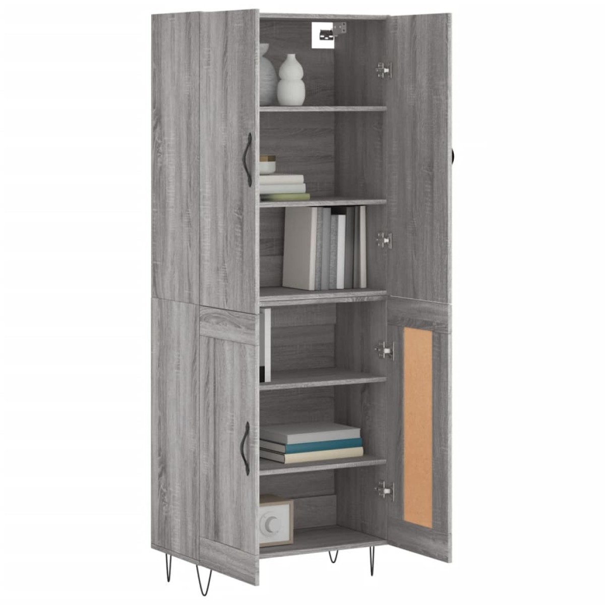 vidaXL Ντουλάπι Γκρι Sonoma 69,5 x 34 x 180 εκ. Επεξεργασμένο Ξύλο