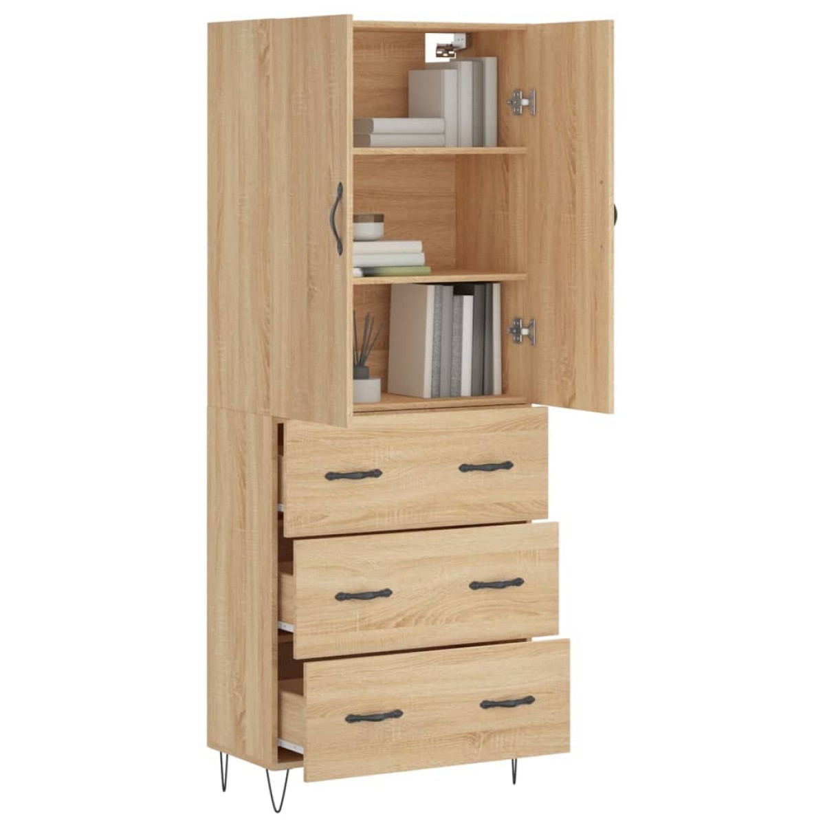 vidaXL Ντουλάπι Sonoma δρυς 69,5 x 34 x 180 εκ. από Επεξεργασμένο Ξύλο