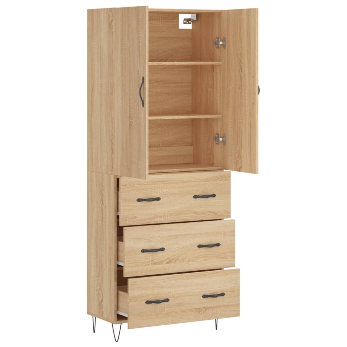 vidaXL Ντουλάπι Sonoma δρυς 69,5 x 34 x 180 εκ. από Επεξεργασμένο Ξύλο