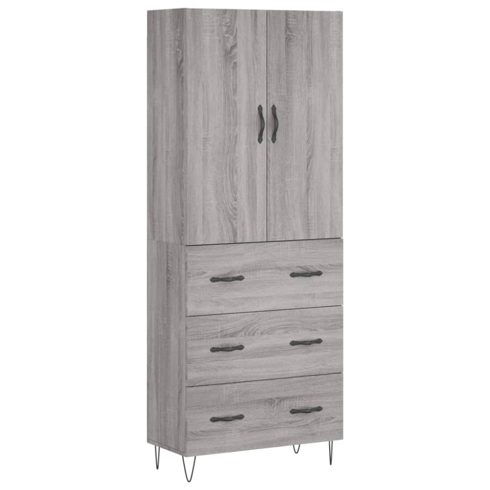 vidaXL Ντουλάπι Γκρι Sonoma 69,5 x 34 x 180 εκ. Επεξεργασμένο Ξύλο
