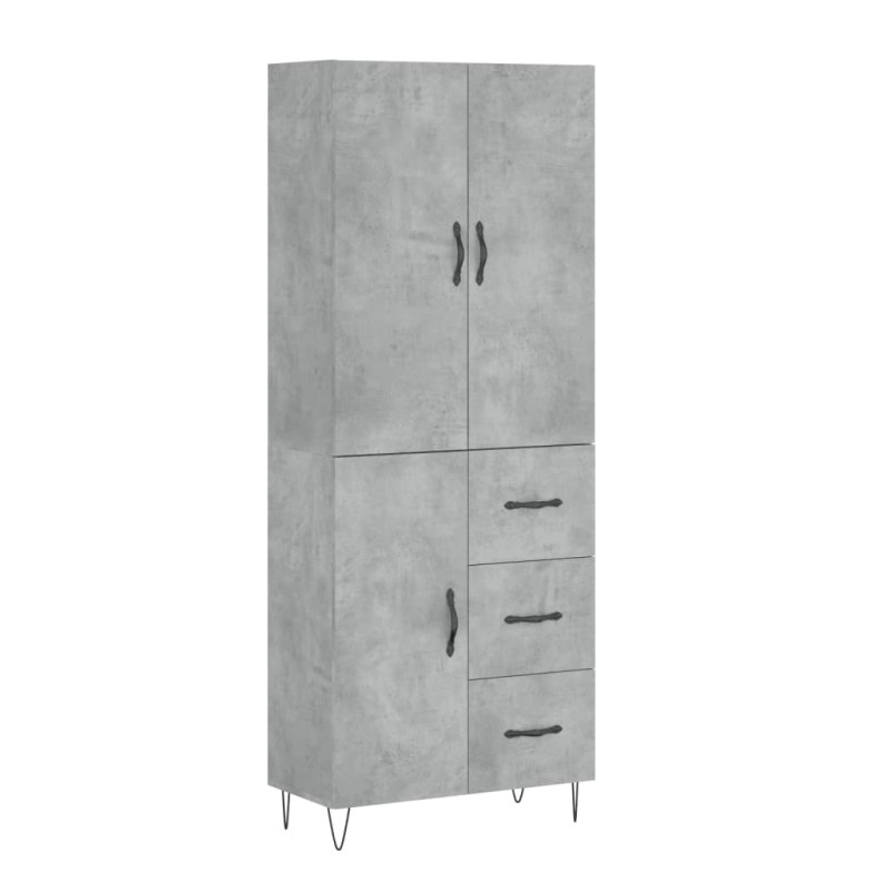vidaXL Ντουλάπι Γκρι Σκυροδέματος 69,5x34x180 εκ. Επεξεργασμένο Ξύλο