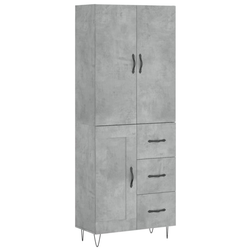 vidaXL Ντουλάπι Γκρι Σκυροδέματος 69,5x34x180 εκ. Επεξεργασμένο Ξύλο