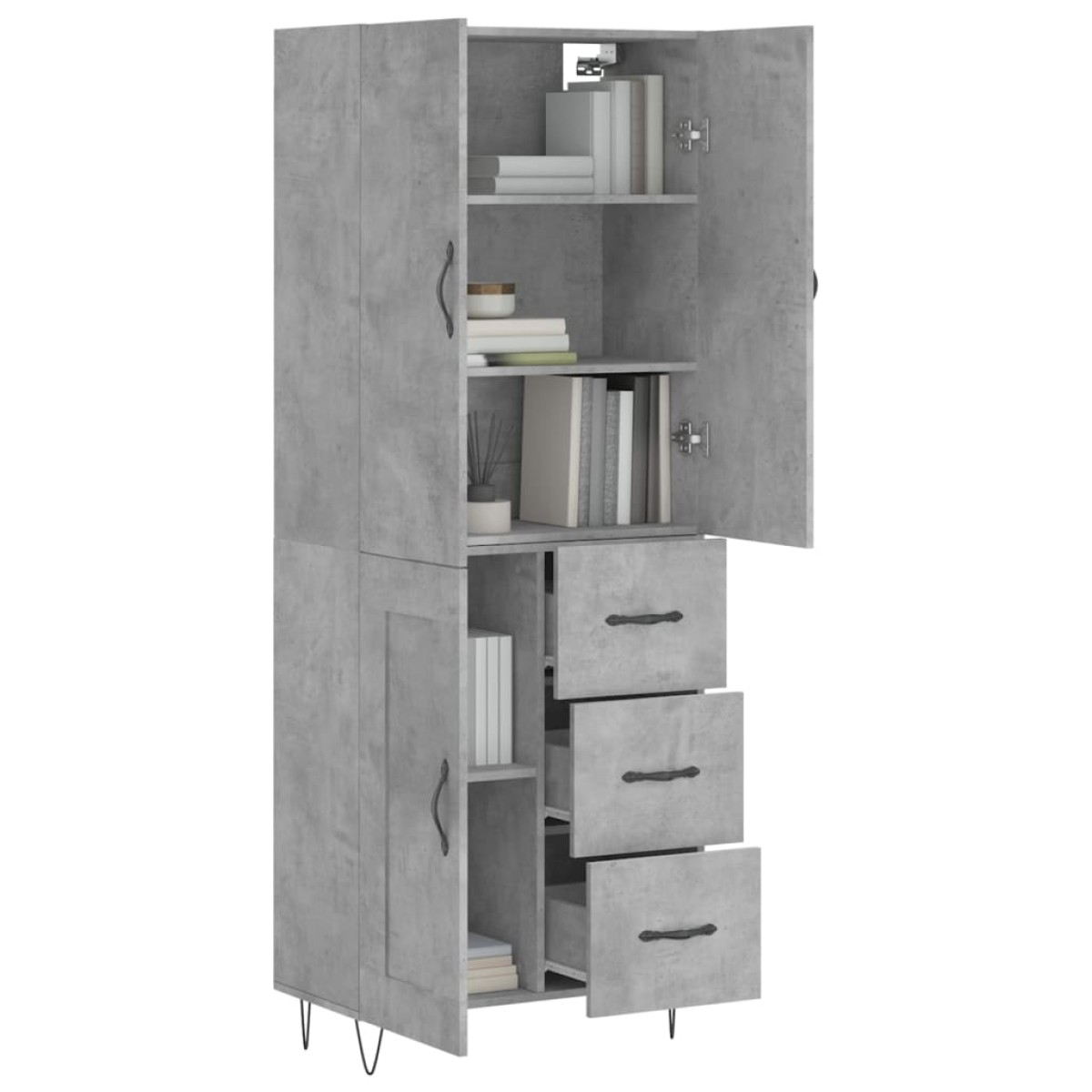 vidaXL Ντουλάπι Γκρι Σκυροδέματος 69,5x34x180 εκ. Επεξεργασμένο Ξύλο